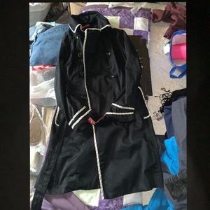 Long black and white peacoat